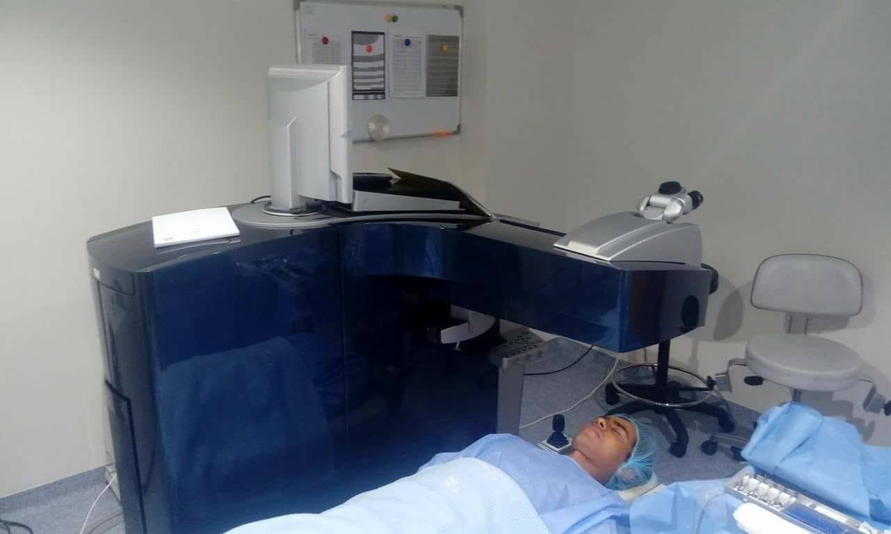 A patient being prepared in theatre before surgery